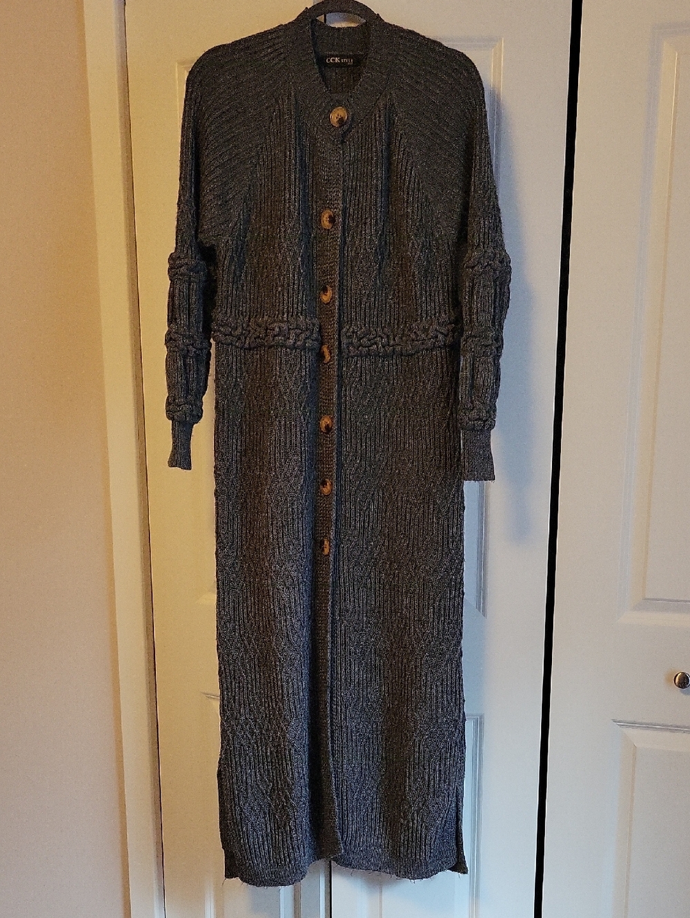 Warm Long Knit Cardigan with Button Front